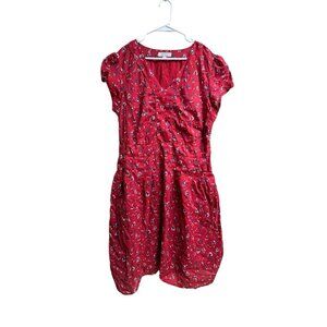 Seasalt Cornwall Villa Garden Dress Red Floral Organic Cotton Women’s 16 Pockets
